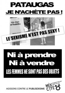 pancarte de l'action anti pub sexistes à Toulouse